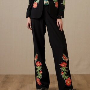 Double D Ranch Jackalope Rodeo Black Pants Crystal Studs Embroidery Size 8 NWT